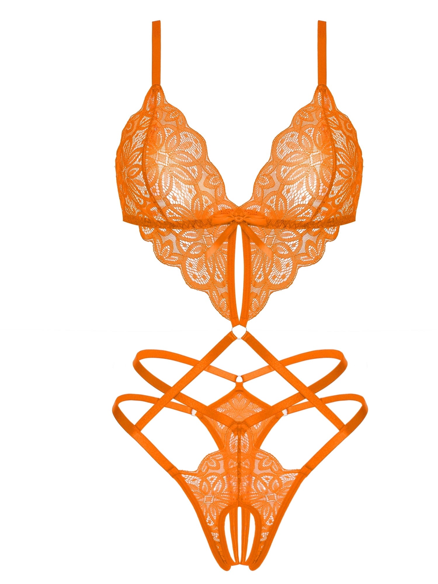 KISSGAL Lingerie for Women Deep V Lace Bodysuit Sexy Cut Out One Piece Lingerie Nightwear