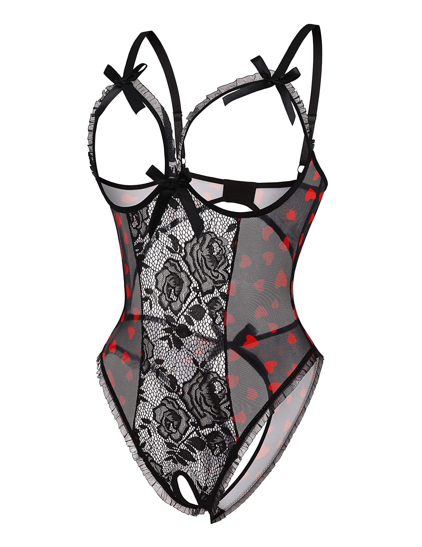 KISSGAL Lingerie for Women One Piece Bodysuit Sexy Lace Crotchless Lingerie Nightwear