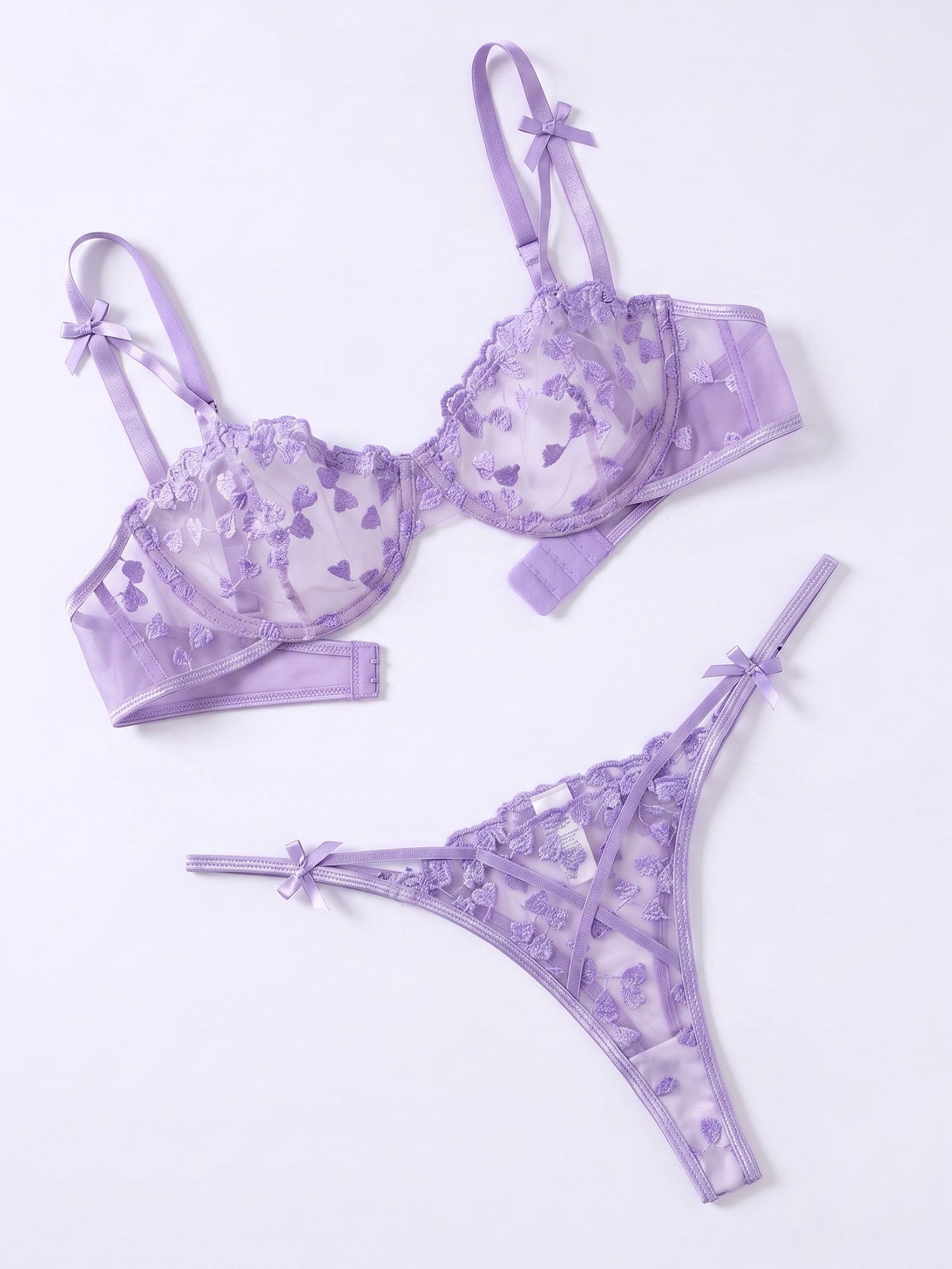 KISSGAL Women Lingerie Underwired Push Up Embroidered Bra and Panty Set Lace Sexy Underwear