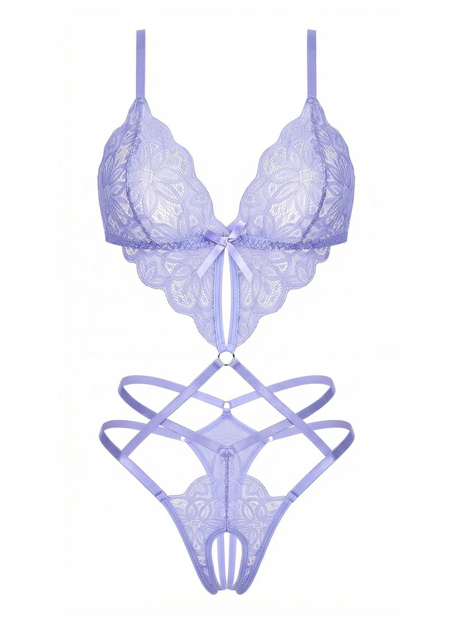 KISSGAL Lingerie for Women Deep V Lace Bodysuit Sexy Cut Out One Piece Lingerie Nightwear