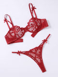 KISSGAL Women Lingerie Underwired Push Up Embroidered Bra and Panty Set Lace Sexy Underwear