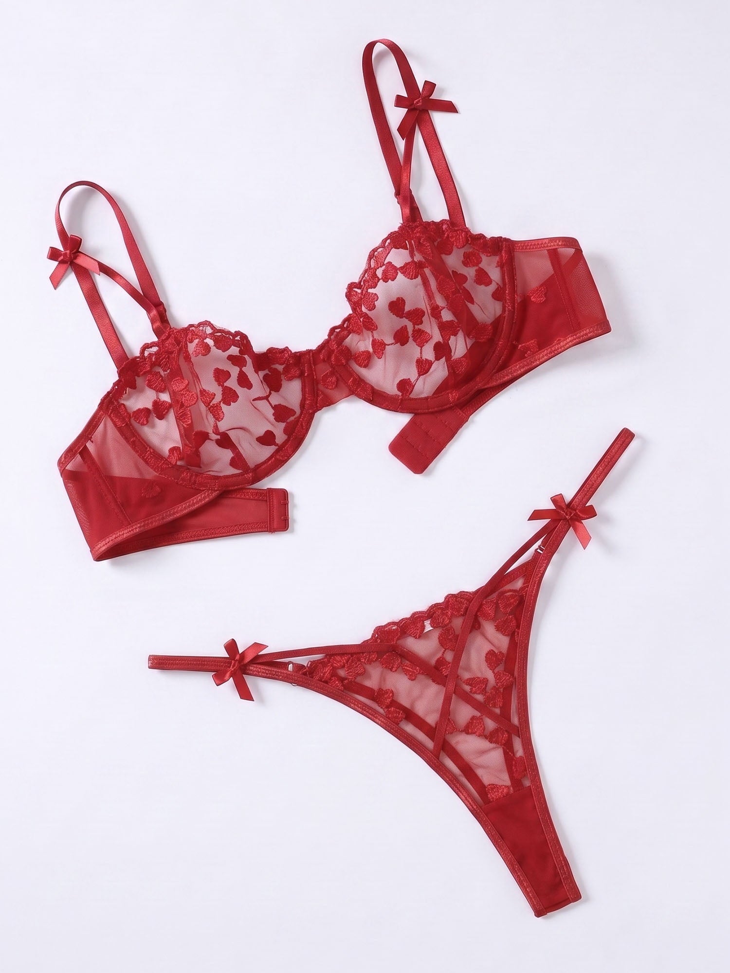 KISSGAL Women Lingerie Underwired Push Up Embroidered Bra and Panty Set Lace Sexy Underwear