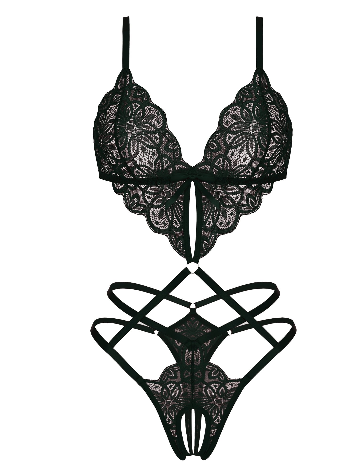 KISSGAL Lingerie for Women Deep V Lace Bodysuit Sexy Cut Out One Piece Lingerie Nightwear