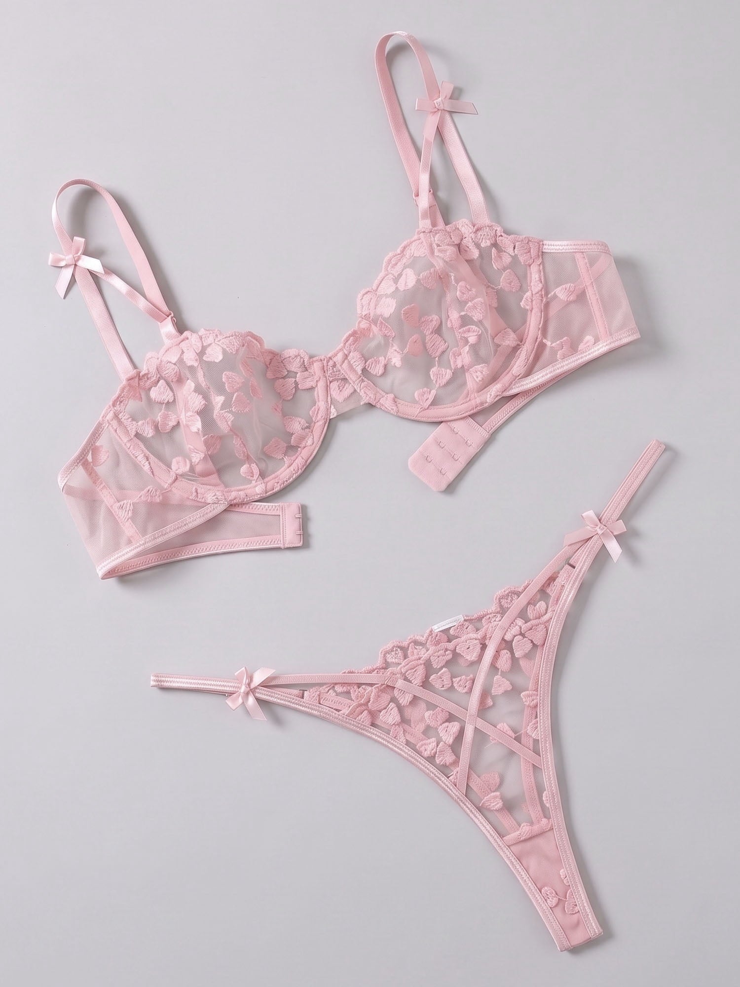 KISSGAL Women Lingerie Underwired Push Up Embroidered Bra and Panty Set Lace Sexy Underwear