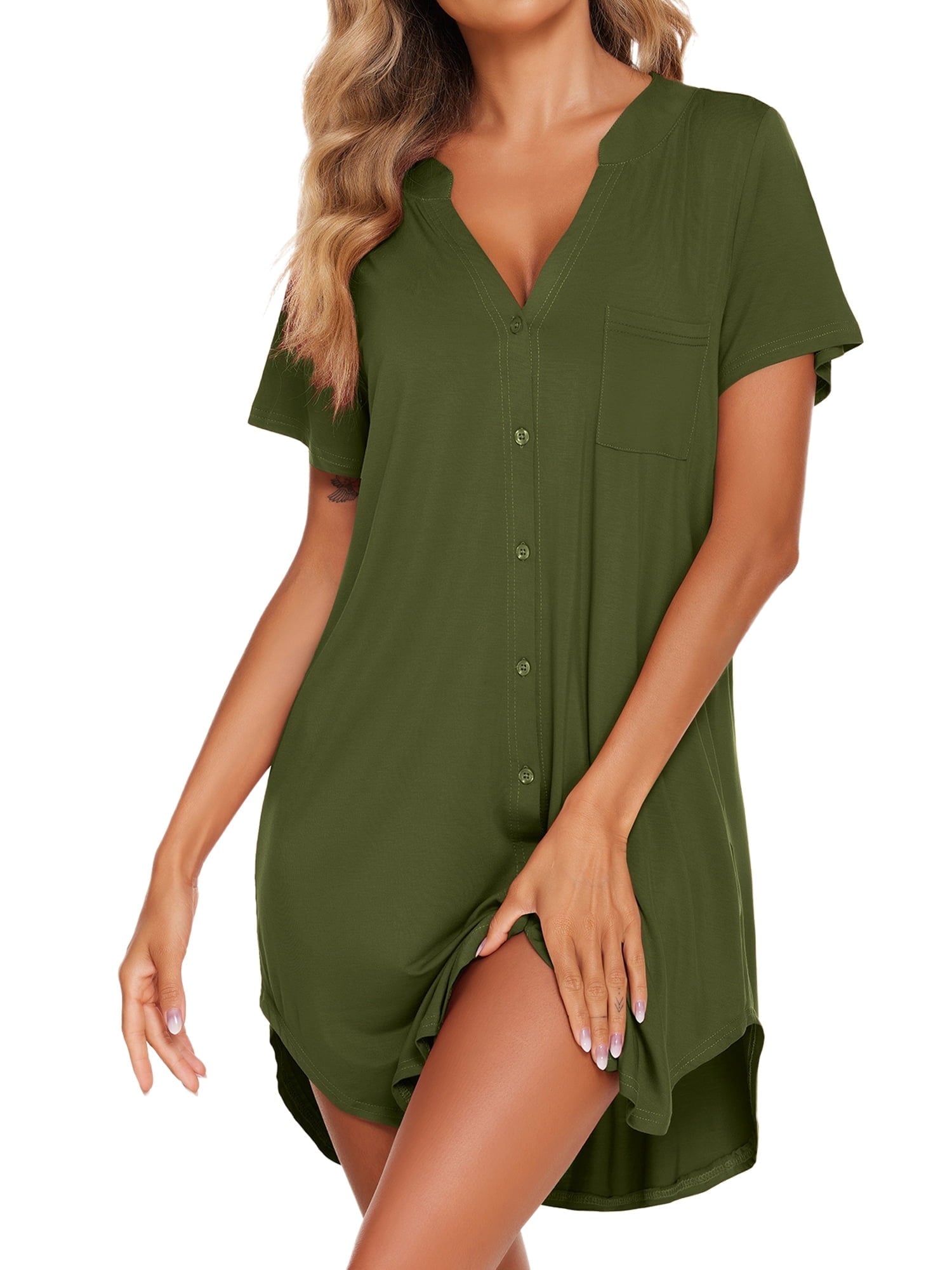 Nightgowns for Women Button Down Pajama Dress Sexy Ladies Sleepwear Maternity Night Shirts