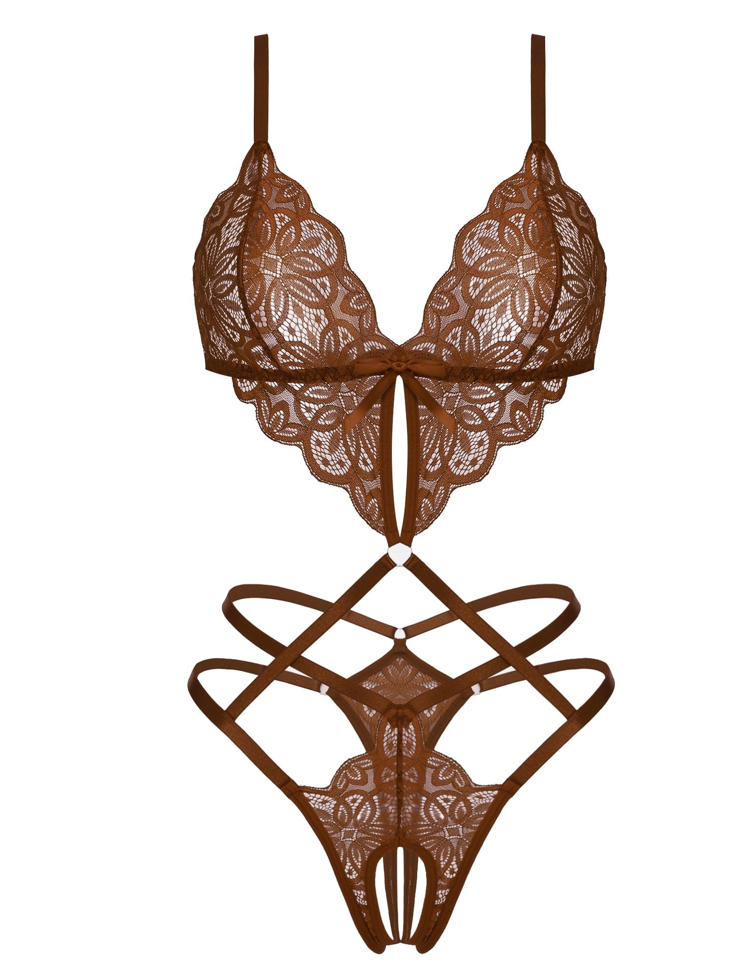 KISSGAL Lingerie for Women Deep V Lace Bodysuit Sexy Cut Out One Piece Lingerie Nightwear
