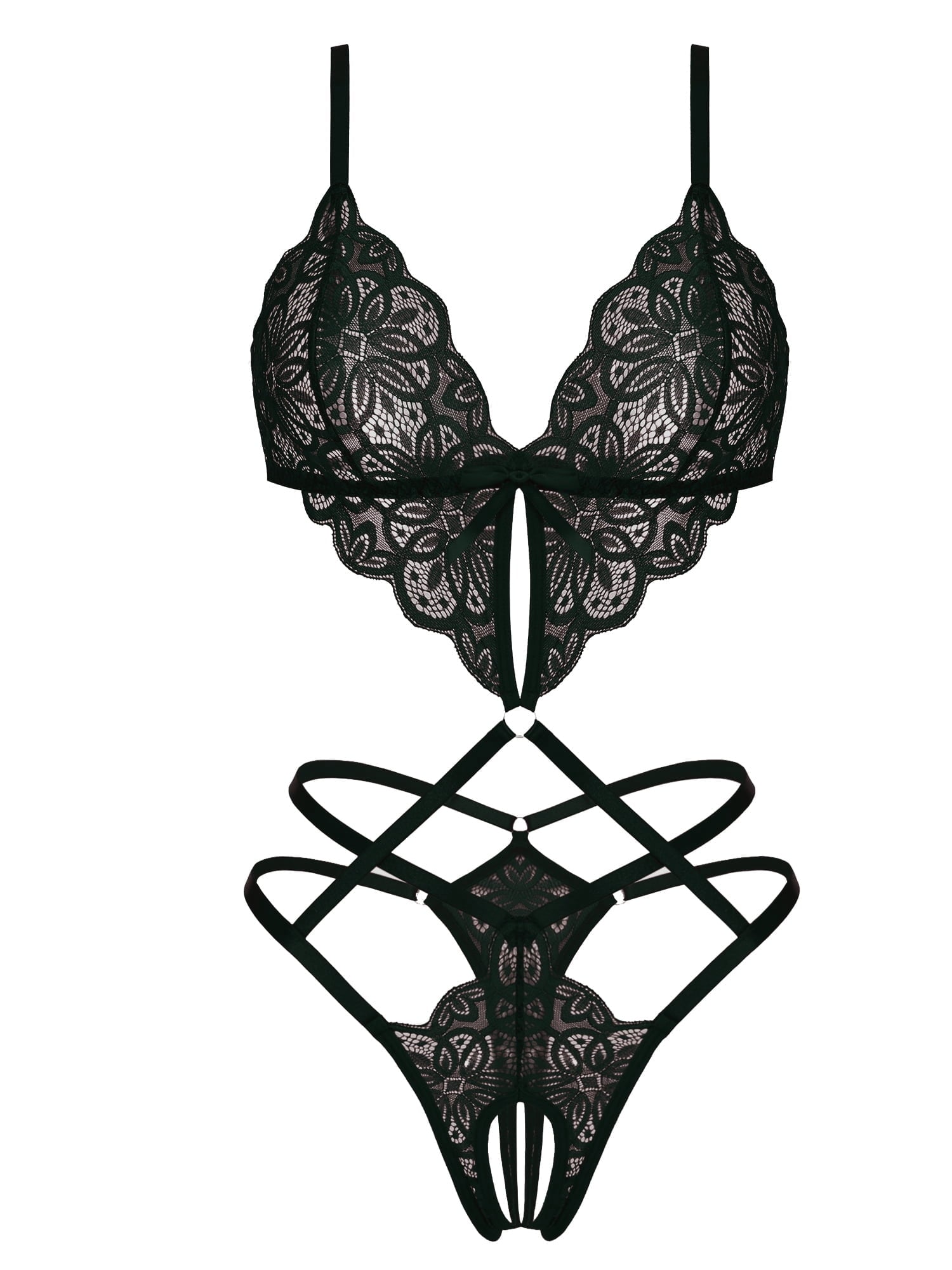 KISSGAL Lingerie for Women Deep V Lace Bodysuit Sexy Cut Out One Piece Lingerie Nightwear