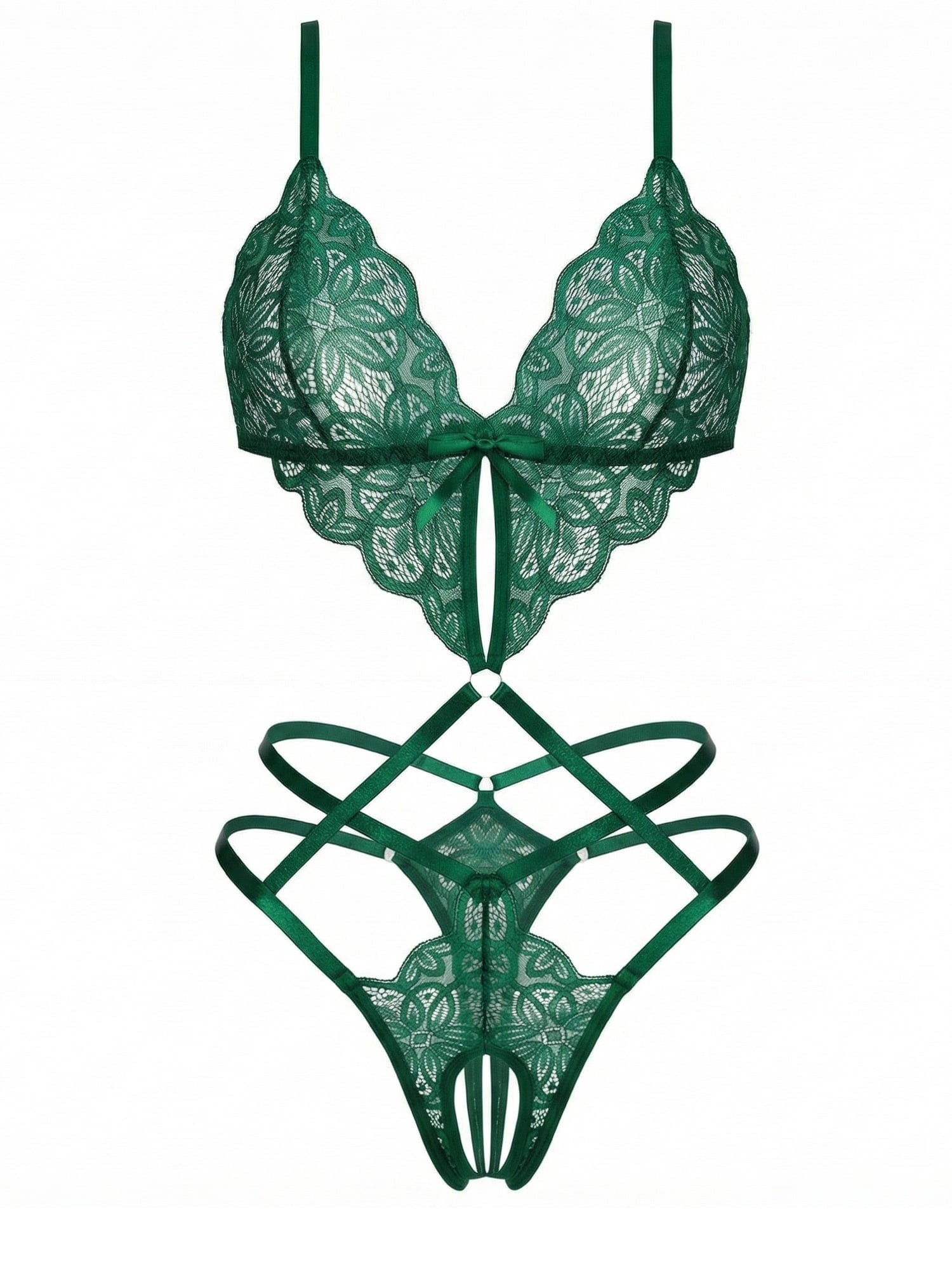 KISSGAL Lingerie for Women Deep V Lace Bodysuit Sexy Cut Out One Piece Lingerie Nightwear