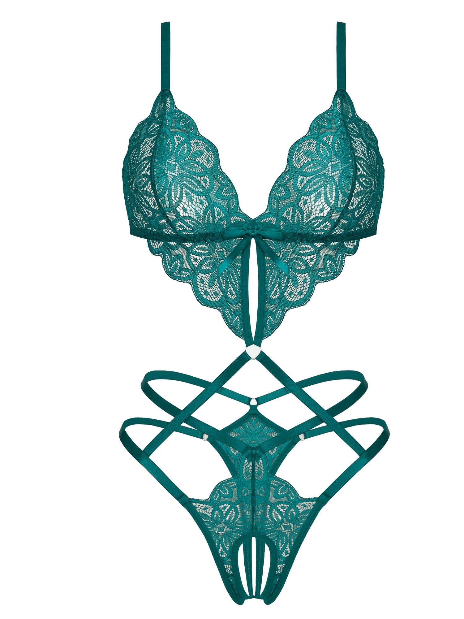 KISSGAL Lingerie for Women Deep V Lace Bodysuit Sexy Cut Out One Piece Lingerie Nightwear