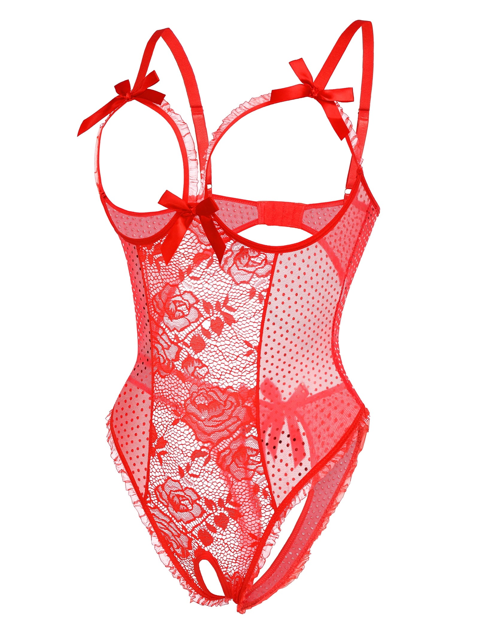 KISSGAL Lingerie for Women One Piece Bodysuit Sexy Lace Crotchless Lingerie Nightwear