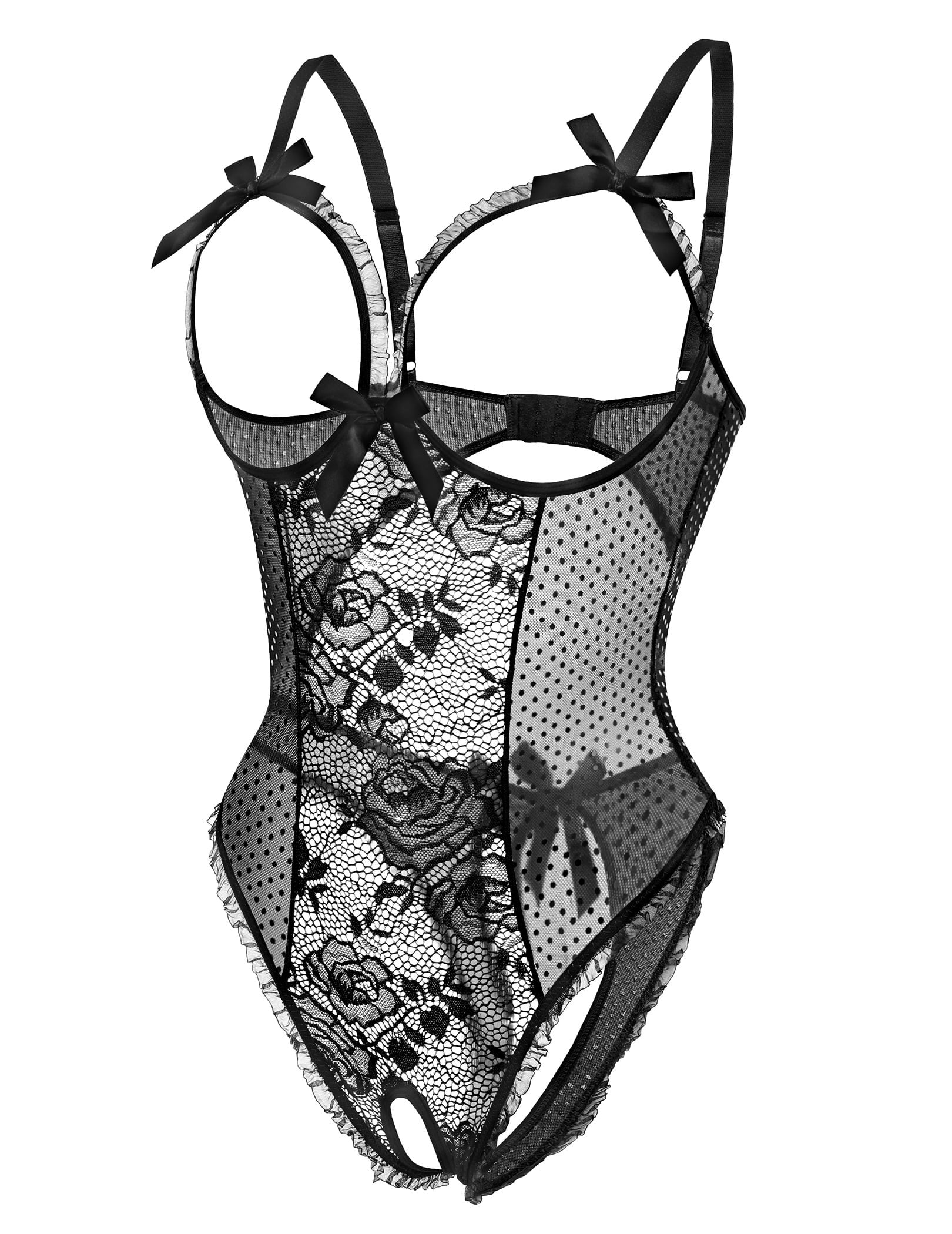 KISSGAL Lingerie for Women One Piece Bodysuit Sexy Lace Crotchless Lingerie Nightwear