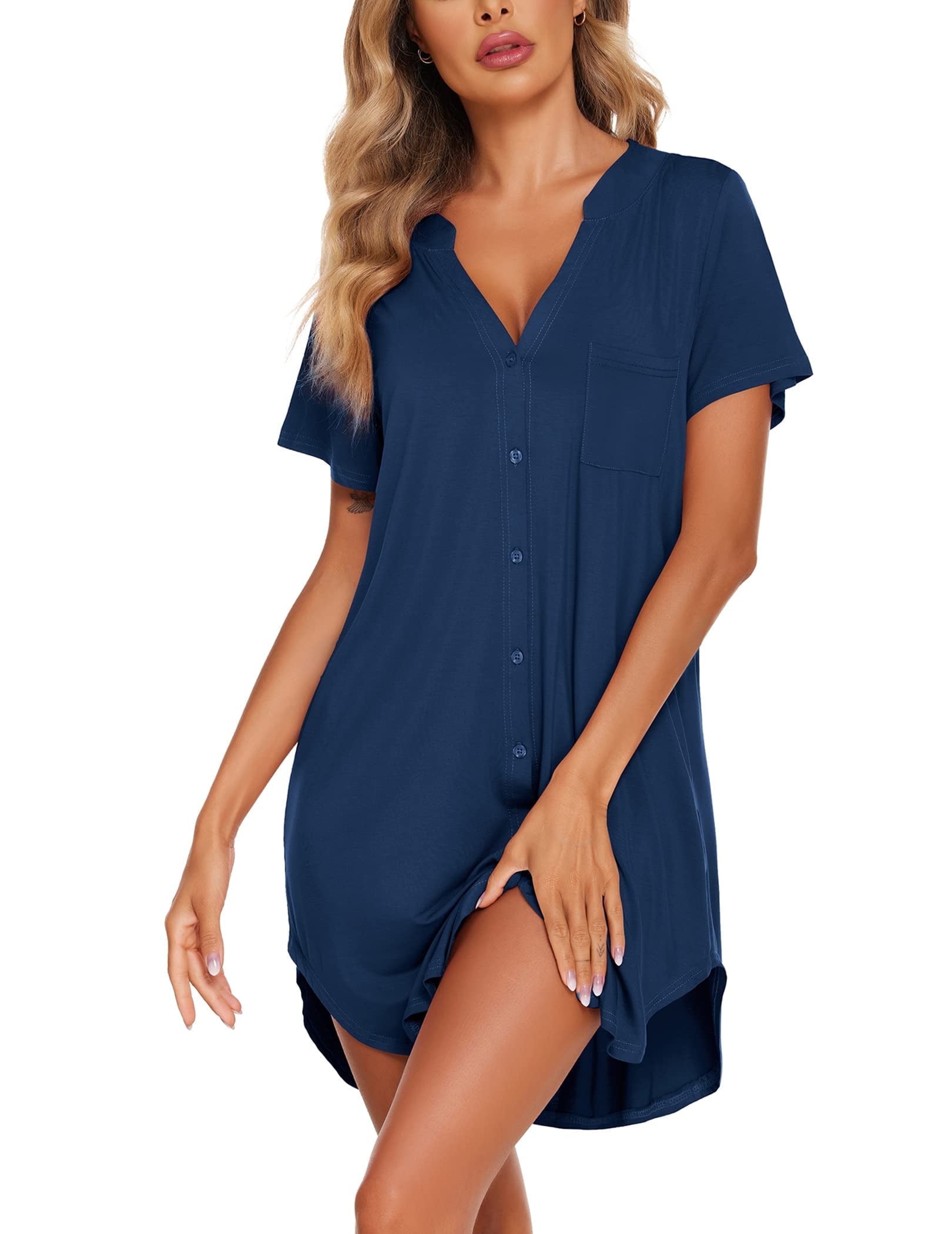 Nightgowns for Women Button Down Pajama Dress Sexy Ladies Sleepwear Maternity Night Shirts