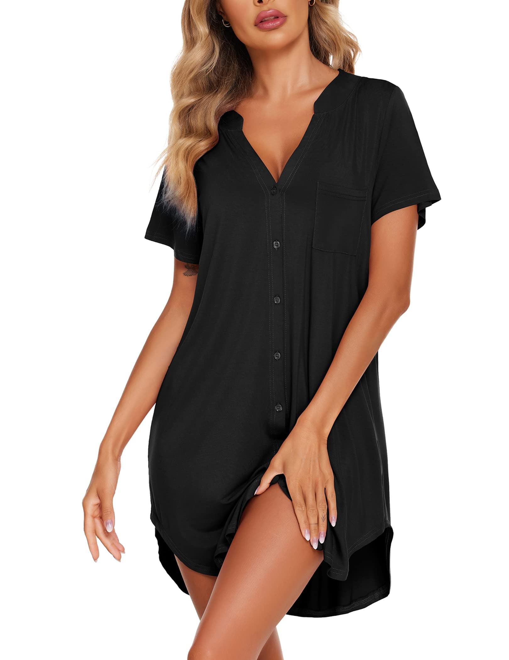 Nightgowns for Women Button Down Pajama Dress Sexy Ladies Sleepwear Maternity Night Shirts