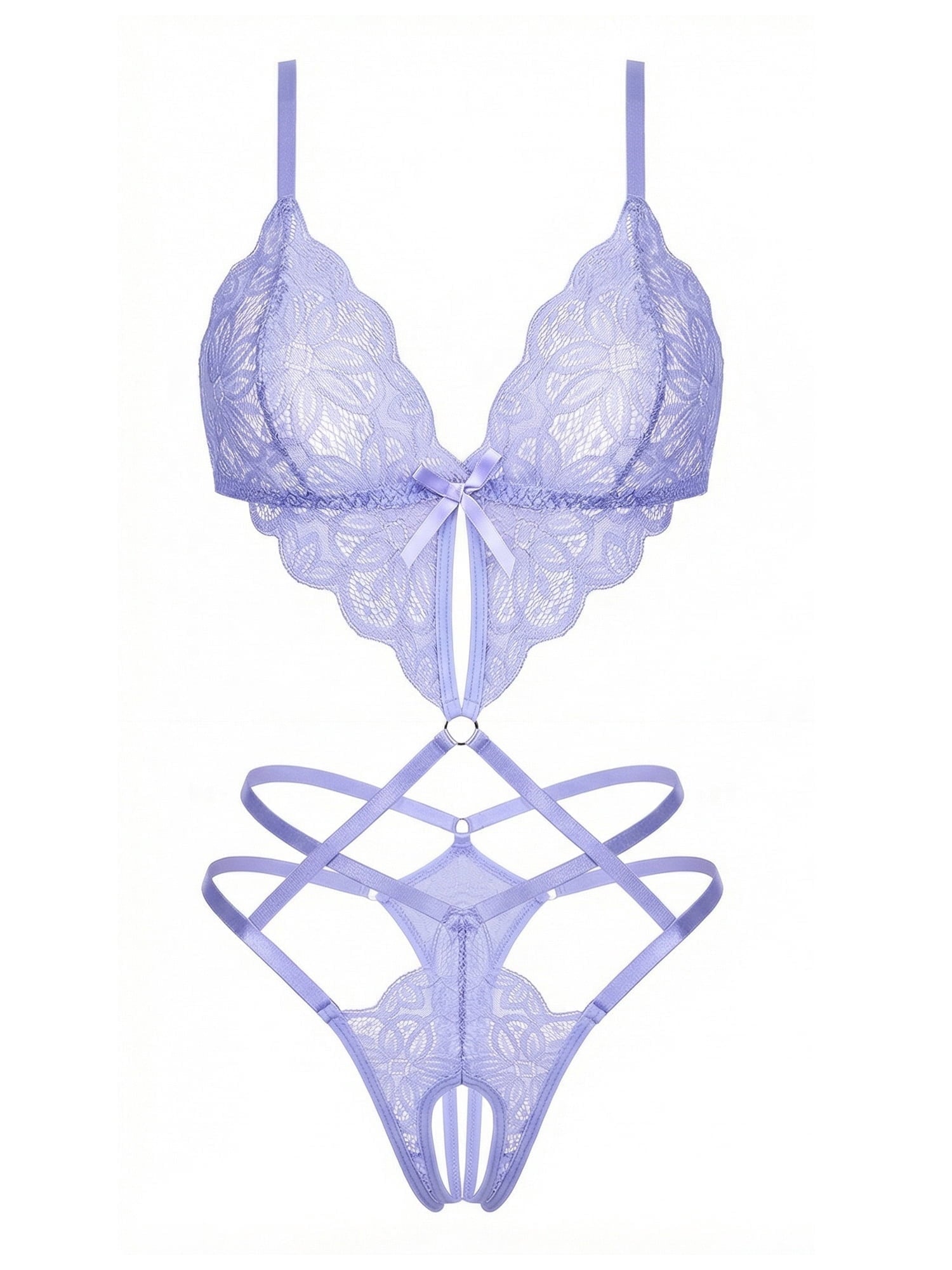 KISSGAL Lingerie for Women Deep V Lace Bodysuit Sexy Cut Out One Piece Lingerie Nightwear