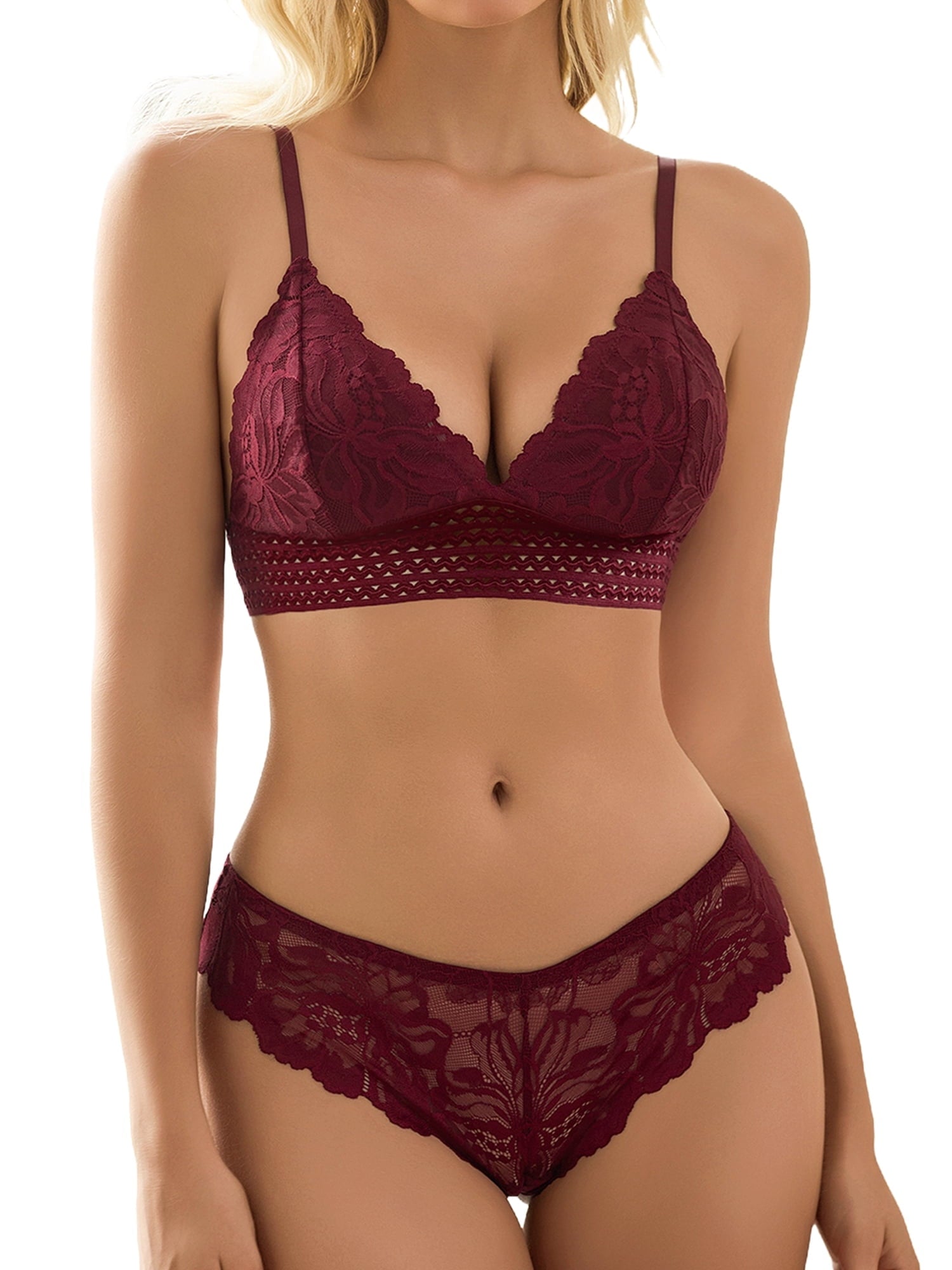 KISSGAL Lace Bra and Panty Set Sexy Lingerie Hook & Eye Underwear