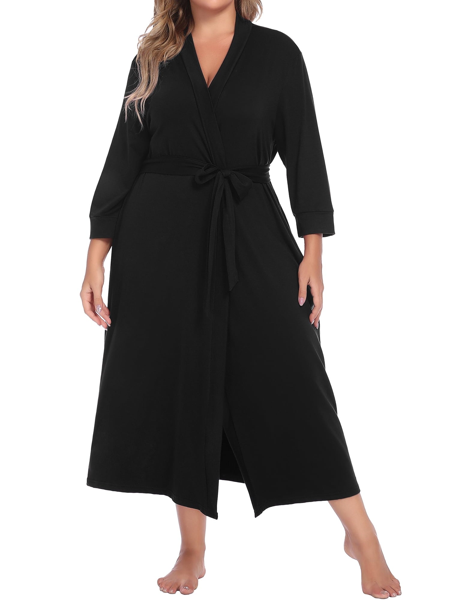 Womens Plus Size Kimono Robes Long Bathrobe Ladies V Neck Loungewear Lightweight Soft Sleepwear XL-5XL