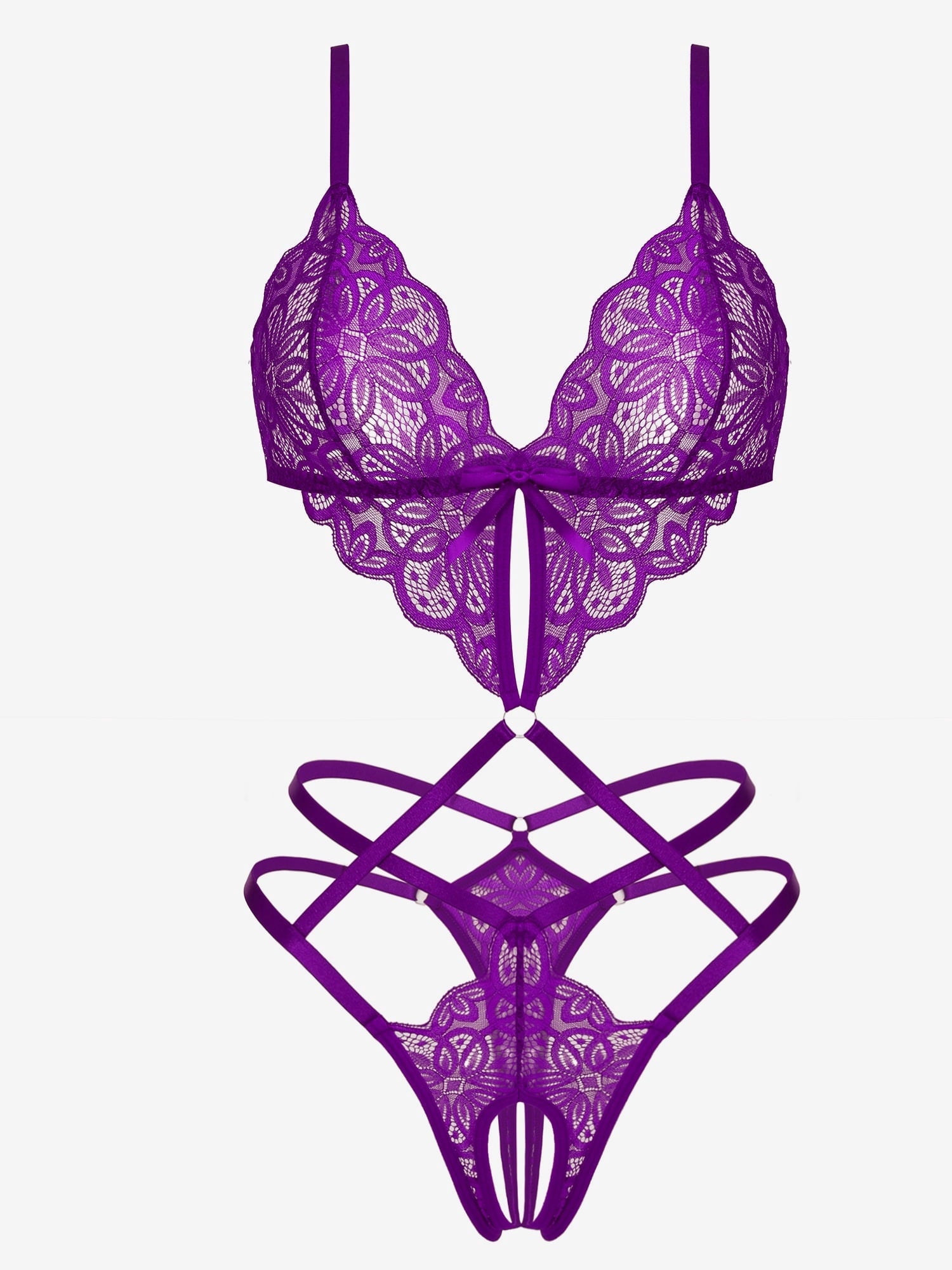 KISSGAL Lingerie for Women Deep V Lace Bodysuit Sexy Cut Out One Piece Lingerie Nightwear